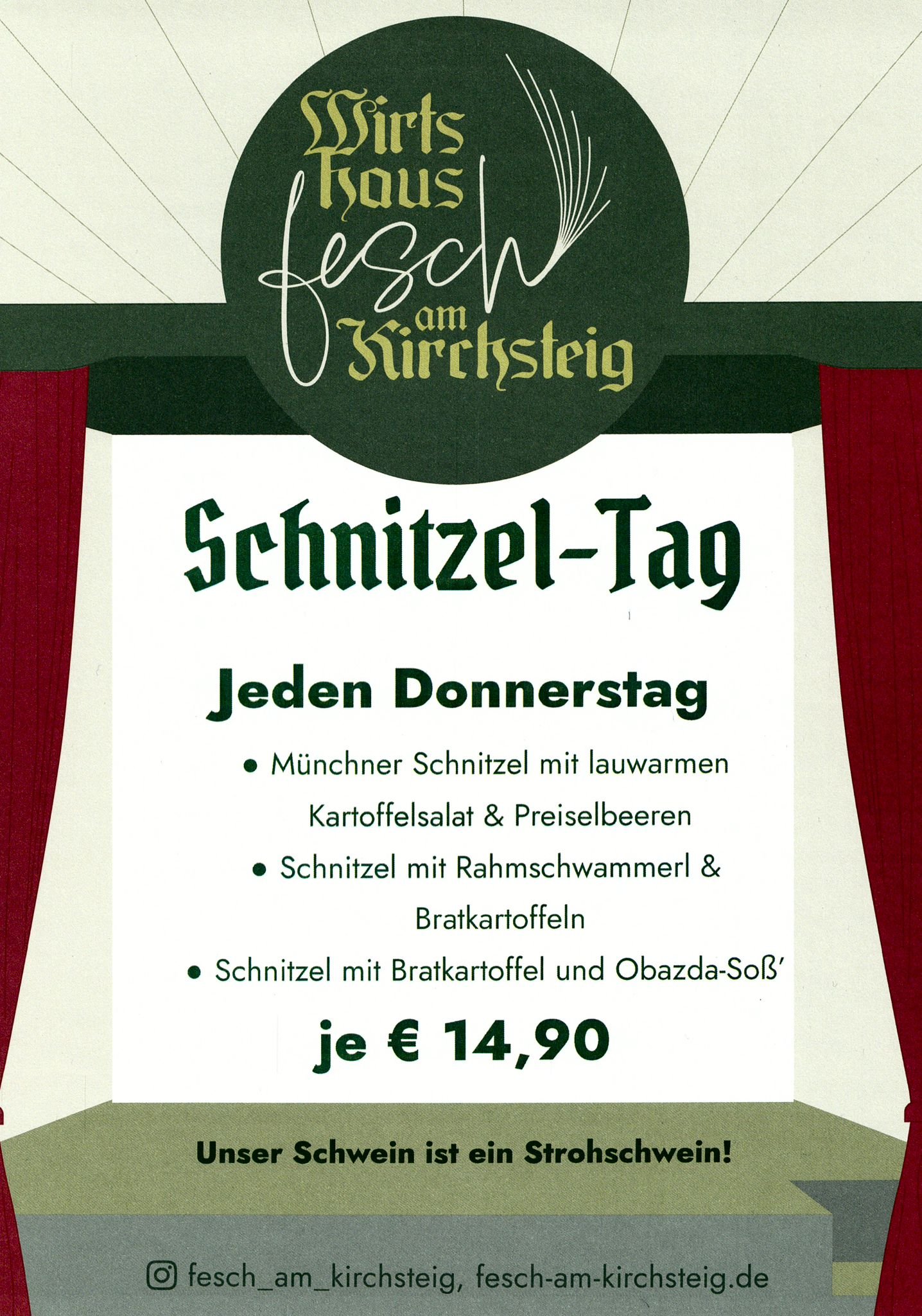 Schnitzeltag - ab sofort jeden Donnerstag